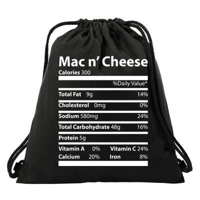 Funny Thanksgiving Mac N Cheese Nutrients Facts Drawstring Bag