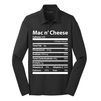 Funny Thanksgiving Mac N Cheese Nutrients Facts Silk Touch Performance Long Sleeve Polo