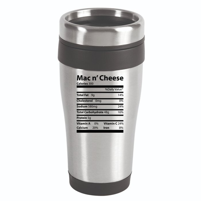 Funny Thanksgiving Mac N Cheese Nutrients Facts 16oz Travel Tumbler