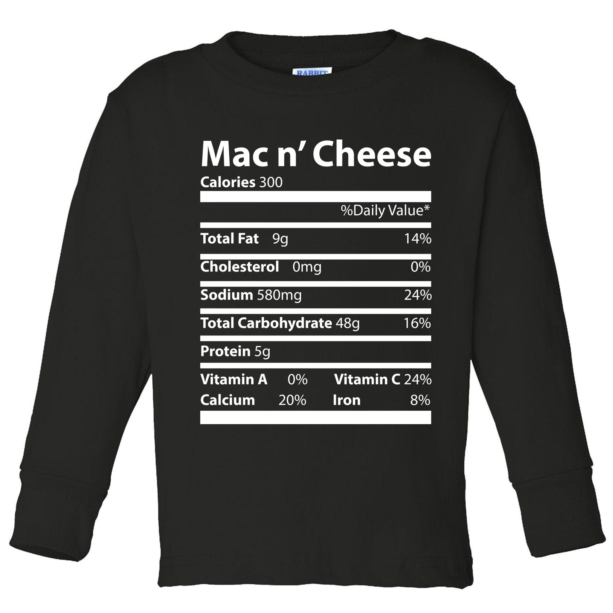 Funny Thanksgiving Mac N Cheese Nutrients Facts Toddler Long Sleeve Shirt