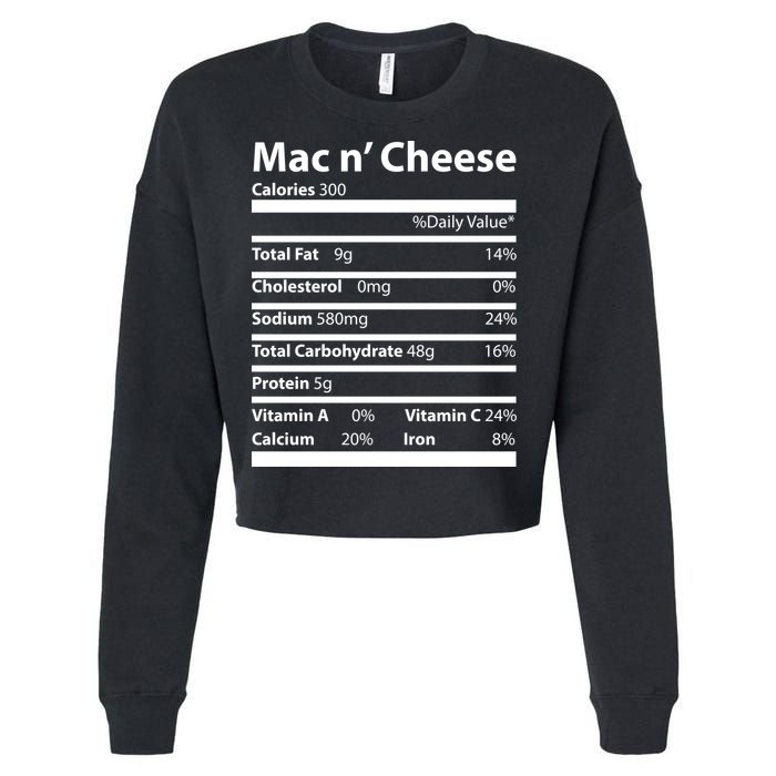 Funny Thanksgiving Mac N Cheese Nutrients Facts Cropped Pullover Crew
