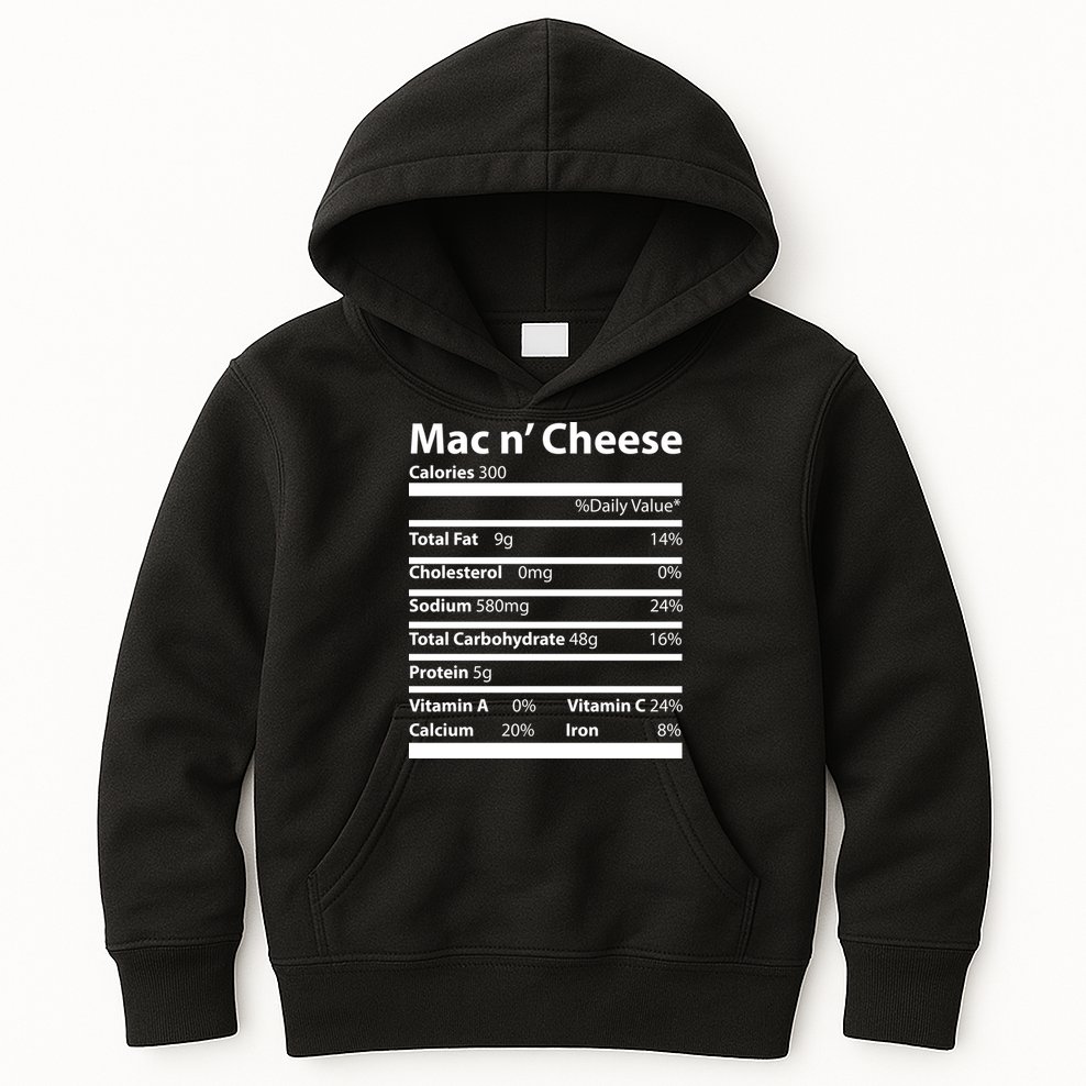 Funny Thanksgiving Mac N Cheese Nutrients Facts Kids Hoodie