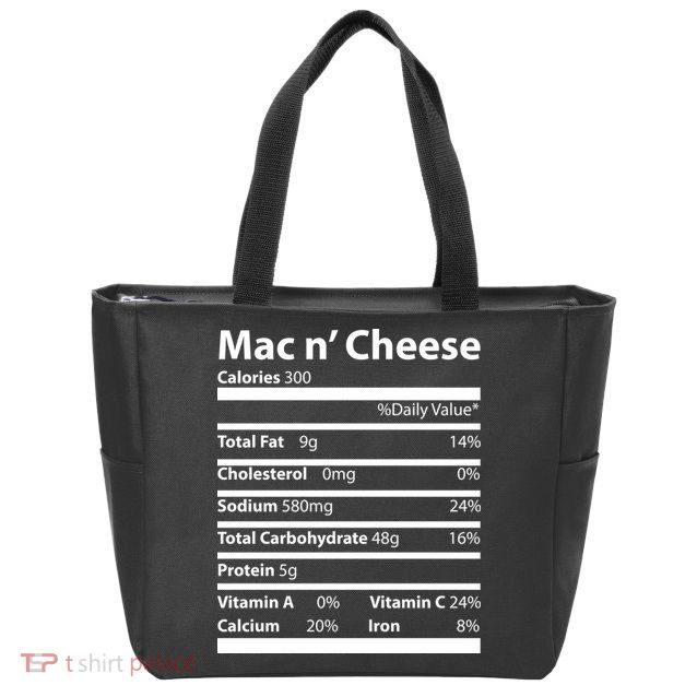 Funny Thanksgiving Mac N Cheese Nutrients Facts Zip Tote Bag