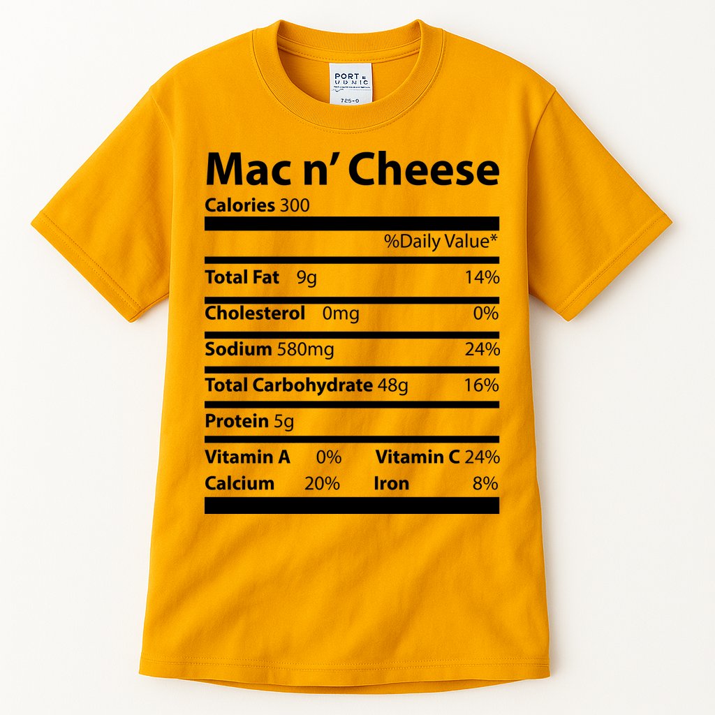 Funny Thanksgiving Mac N Cheese Nutrients Facts Tall T-Shirt