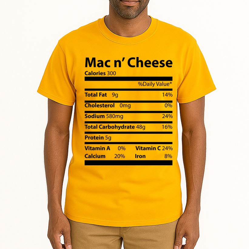 Funny Thanksgiving Mac N Cheese Nutrients Facts Tall T-Shirt