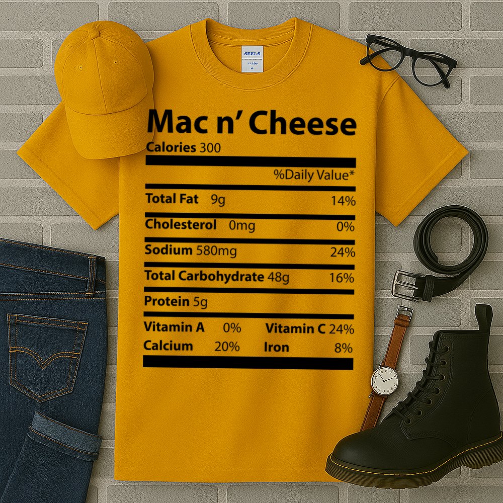 Funny Thanksgiving Mac N Cheese Nutrients Facts Tall T-Shirt