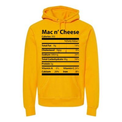 Funny Thanksgiving Mac N Cheese Nutrients Facts Premium Hoodie