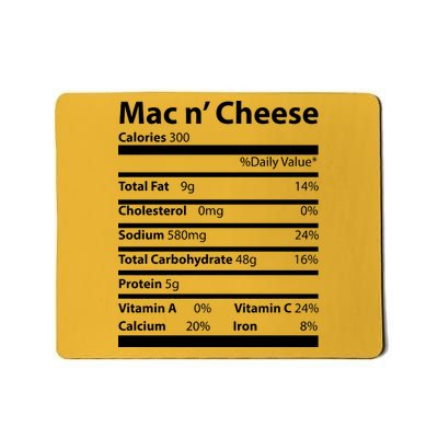 Funny Thanksgiving Mac N Cheese Nutrients Facts Mousepad