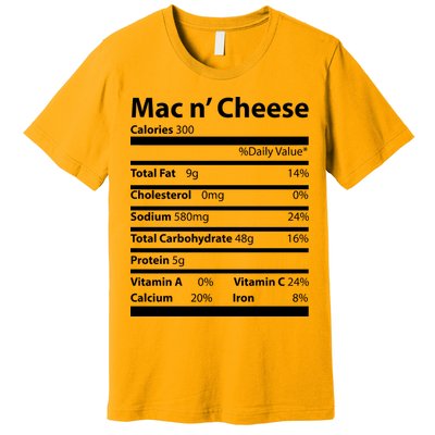 Funny Thanksgiving Mac N Cheese Nutrients Facts Premium T-Shirt