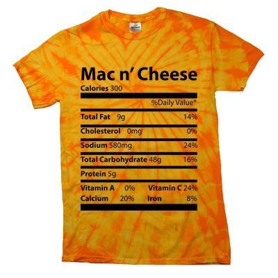 Funny Thanksgiving Mac N Cheese Nutrients Facts Tie-Dye T-Shirt