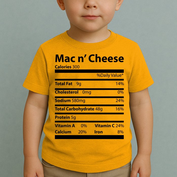 Funny Thanksgiving Mac N Cheese Nutrients Facts Toddler T-Shirt