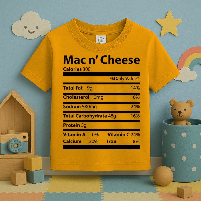 Funny Thanksgiving Mac N Cheese Nutrients Facts Toddler T-Shirt