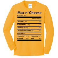 Funny Thanksgiving Mac N Cheese Nutrients Facts Kids Long Sleeve Shirt