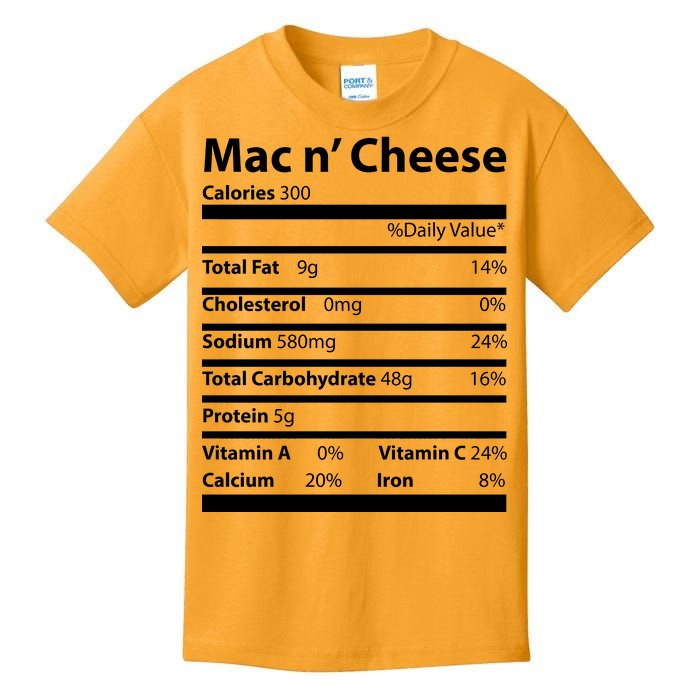 Funny Thanksgiving Mac N Cheese Nutrients Facts Kids T-Shirt