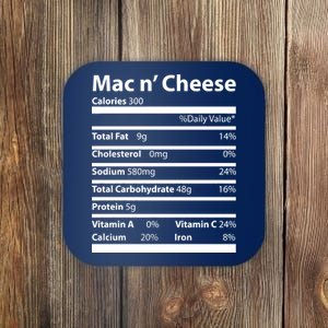 Funny Thanksgiving Mac N Cheese Nutrients Facts Coaster