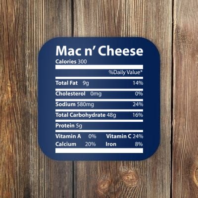 Funny Thanksgiving Mac N Cheese Nutrients Facts Coaster