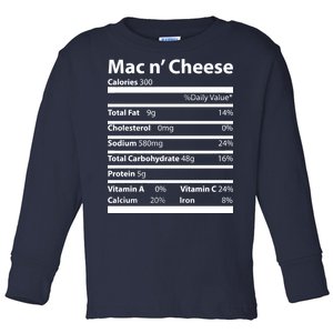 Funny Thanksgiving Mac N Cheese Nutrients Facts Toddler Long Sleeve Shirt