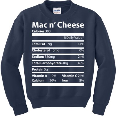 Funny Thanksgiving Mac N Cheese Nutrients Facts Kids Sweatshirt