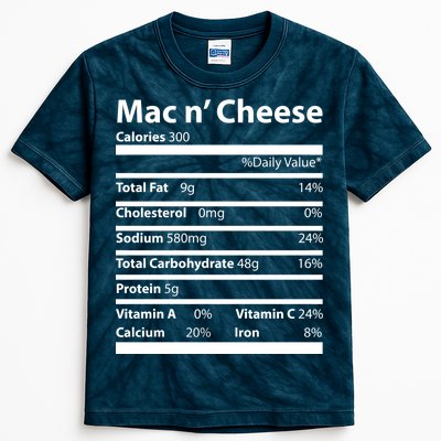 Funny Thanksgiving Mac N Cheese Nutrients Facts Kids Tie-Dye T-Shirt