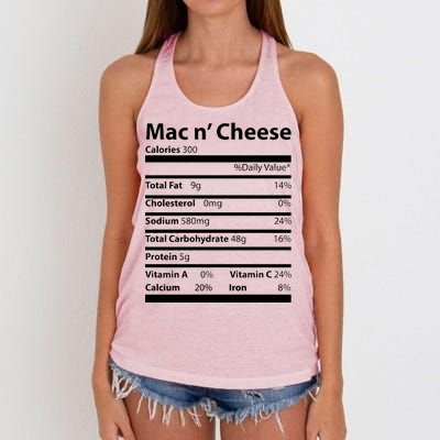 Funny Thanksgiving Mac N Cheese Nutrients Facts Women's Knotted Racerback Tank