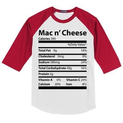 Funny Thanksgiving Mac N Cheese Nutrients Facts Kids Colorblock Raglan Jersey