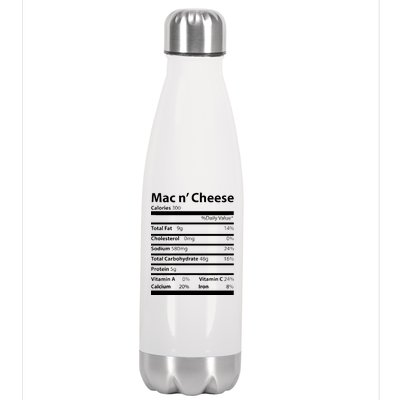 Funny Thanksgiving Mac N Cheese Nutrients Facts Stainless Steel Insulated Water Bottle