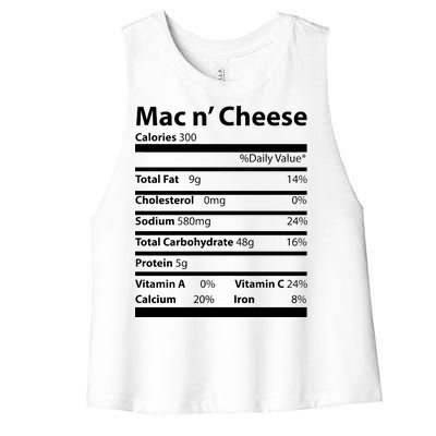 Funny Thanksgiving Mac N Cheese Nutrients Facts Women's Racerback Cropped Tank