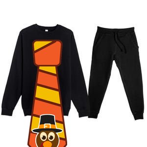 Funny Thanksgiving Tie Turkey Premium Crewneck Sweatsuit Set