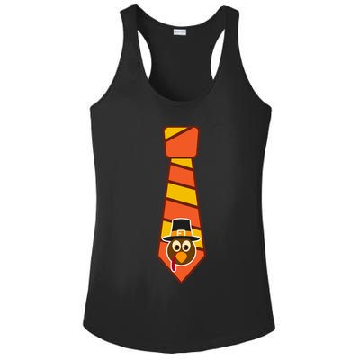 Funny Thanksgiving Tie Turkey Ladies PosiCharge Competitor Racerback Tank