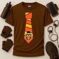 Funny Thanksgiving Tie Turkey Cooling Performance Crew T-Shirt