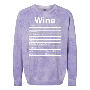 Funny Thanksgiving Wine Nutritional Values Colorblast Crewneck Sweatshirt