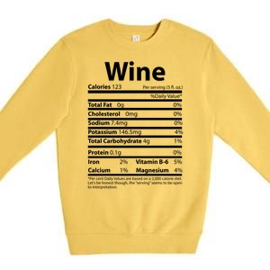 Funny Thanksgiving Wine Nutritional Values Premium Crewneck Sweatshirt