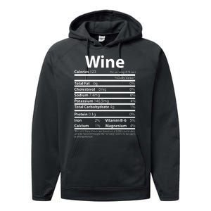 Funny Thanksgiving Wine Nutritional Values Performance Fleece Hoodie