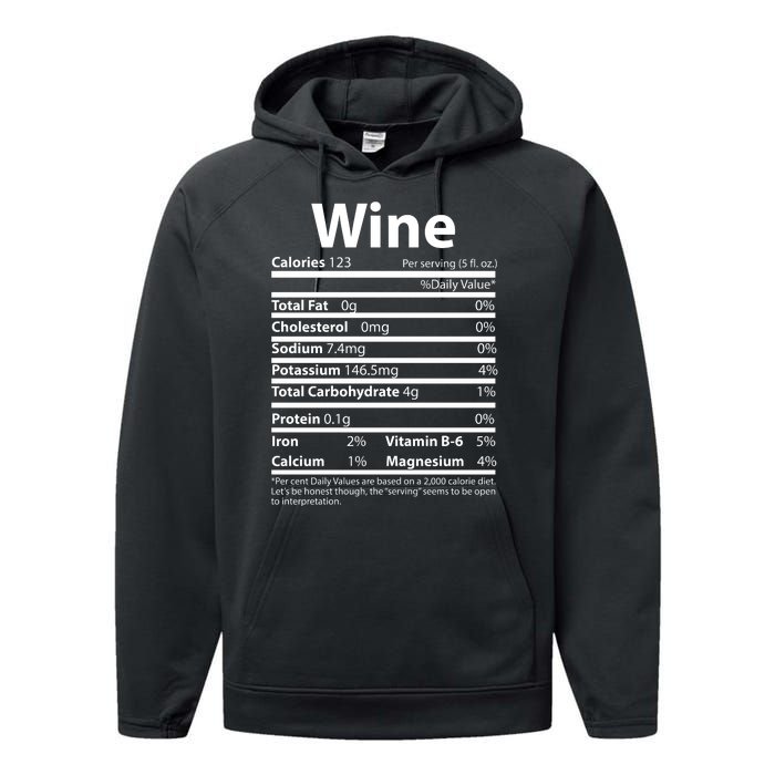 Funny Thanksgiving Wine Nutritional Values Performance Fleece Hoodie