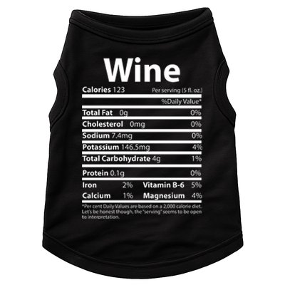 Funny Thanksgiving Wine Nutritional Values Doggie Tank