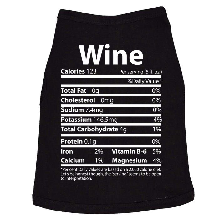 Funny Thanksgiving Wine Nutritional Values Doggie Tank