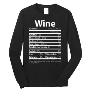 Funny Thanksgiving Wine Nutritional Values Long Sleeve Shirt