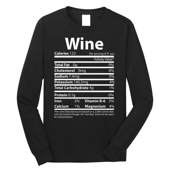 Funny Thanksgiving Wine Nutritional Values Long Sleeve Shirt