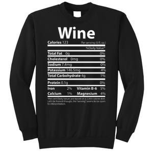 Funny Thanksgiving Wine Nutritional Values Sweatshirt