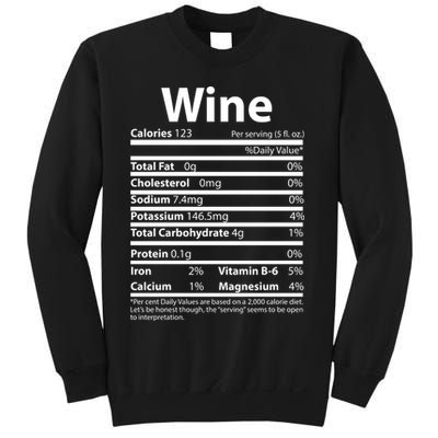 Funny Thanksgiving Wine Nutritional Values Sweatshirt