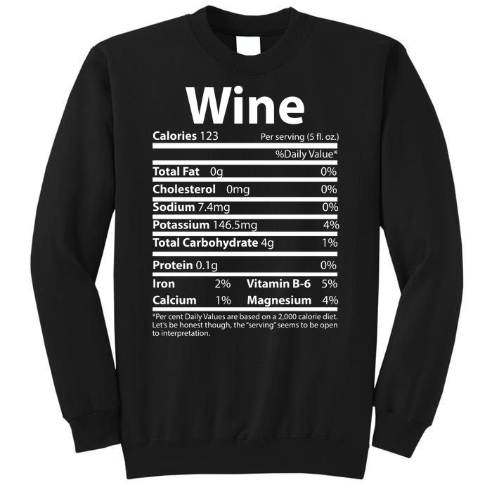 Funny Thanksgiving Wine Nutritional Values Sweatshirt