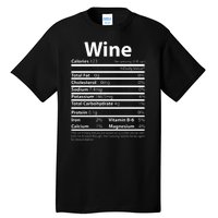 Funny Thanksgiving Wine Nutritional Values Tall T-Shirt