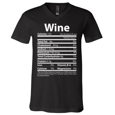 Funny Thanksgiving Wine Nutritional Values V-Neck T-Shirt