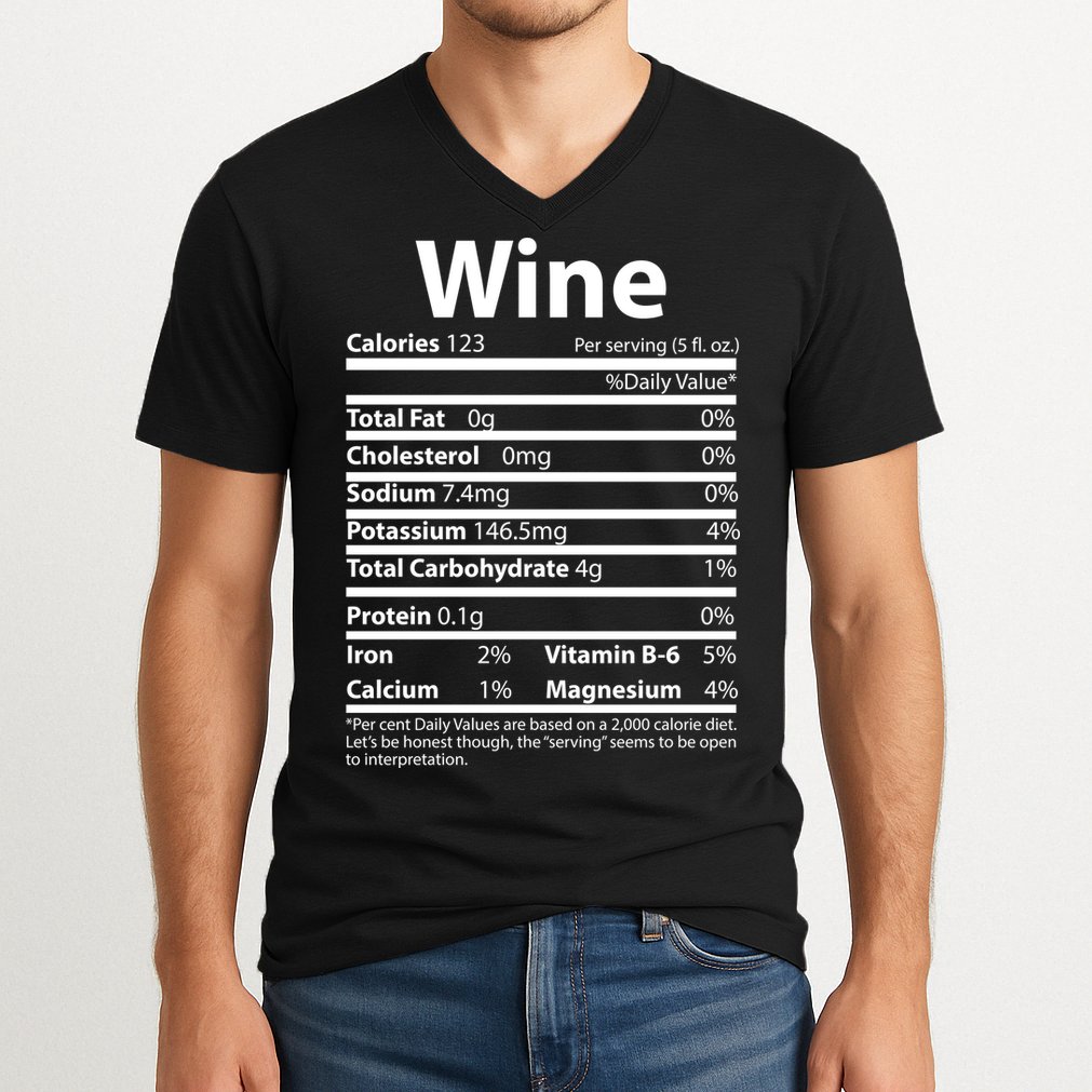 Funny Thanksgiving Wine Nutritional Values V-Neck T-Shirt