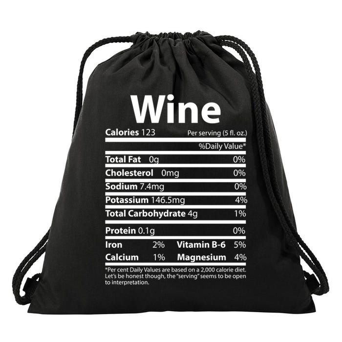 Funny Thanksgiving Wine Nutritional Values Drawstring Bag