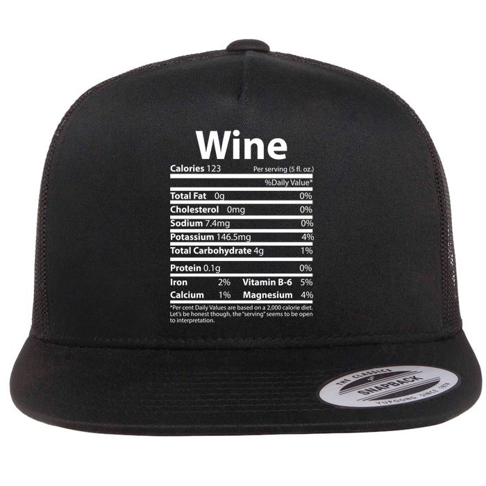 Funny Thanksgiving Wine Nutritional Values Flat Bill Trucker Hat