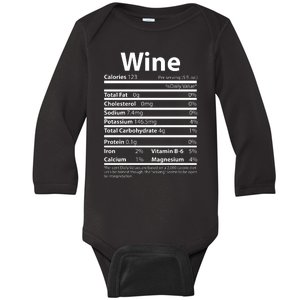 Funny Thanksgiving Wine Nutritional Values Baby Long Sleeve Bodysuit