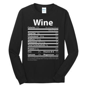 Funny Thanksgiving Wine Nutritional Values Tall Long Sleeve T-Shirt