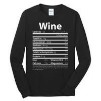 Funny Thanksgiving Wine Nutritional Values Tall Long Sleeve T-Shirt