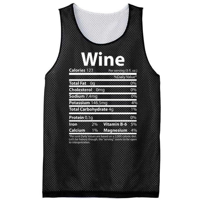 Funny Thanksgiving Wine Nutritional Values Mesh Reversible Basketball Jersey Tank